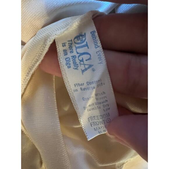 Vintage Nightgown Long Ivory Olga Size Medium Satin Slip dress Cottagecore fairy - Picture 9 of 10